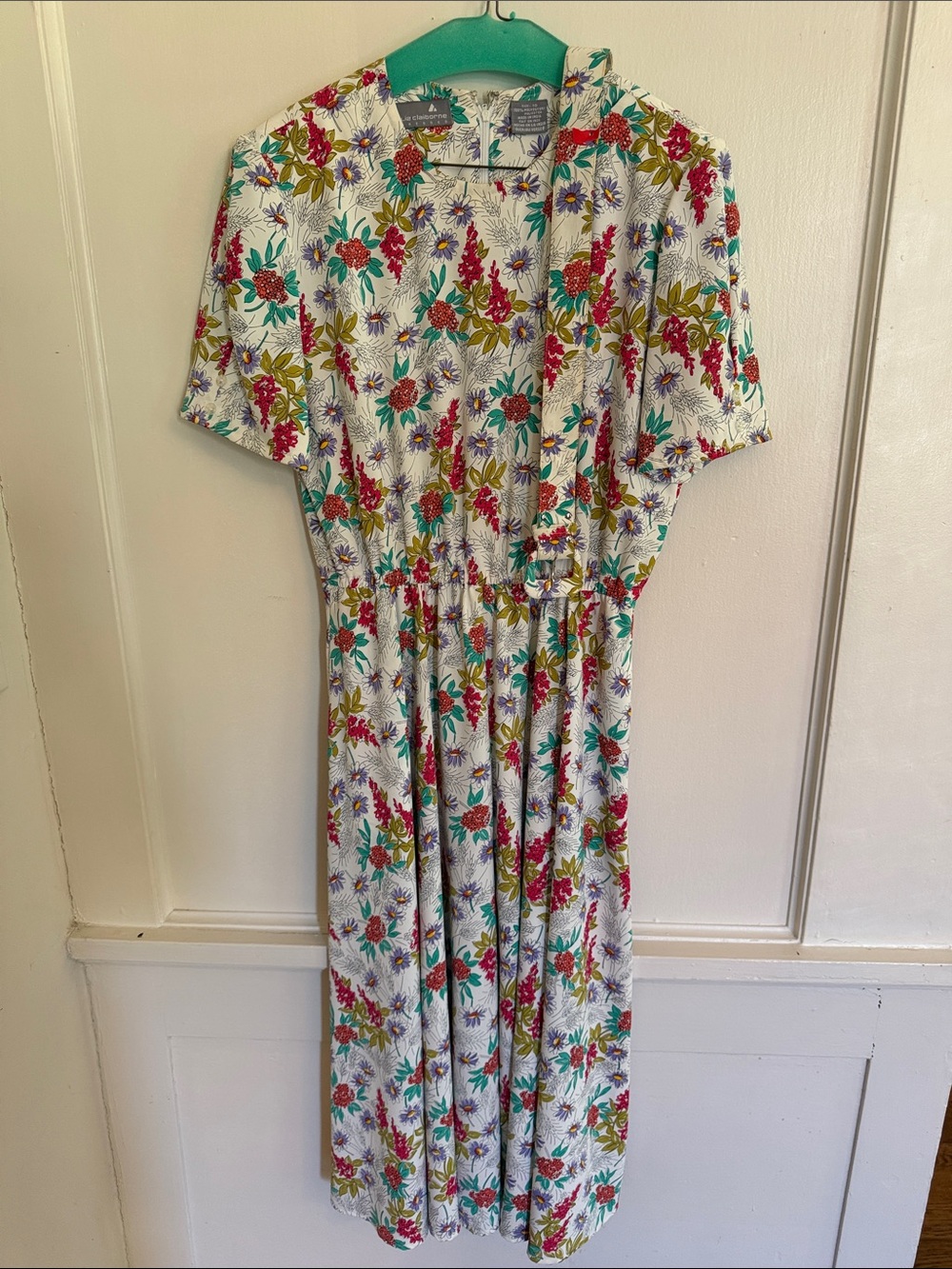 80s vintage Liz Claiborne dress size 10 polyester floral print, belt and pockets
